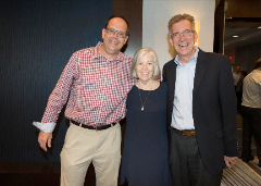 L to R: Rosa Gatti with two former student SIDS at the University of Connecticut who are both now current ESPN vice presidents in communications: Josh Krulewitz and Mike Soltys.